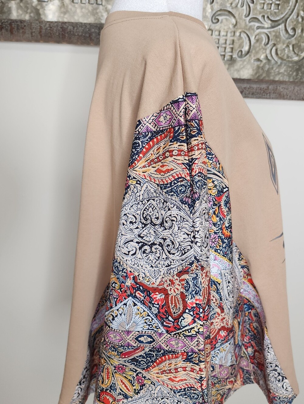 Paisley Kimono Sleeve Crop Top in Taupe - Picture 8 of 13